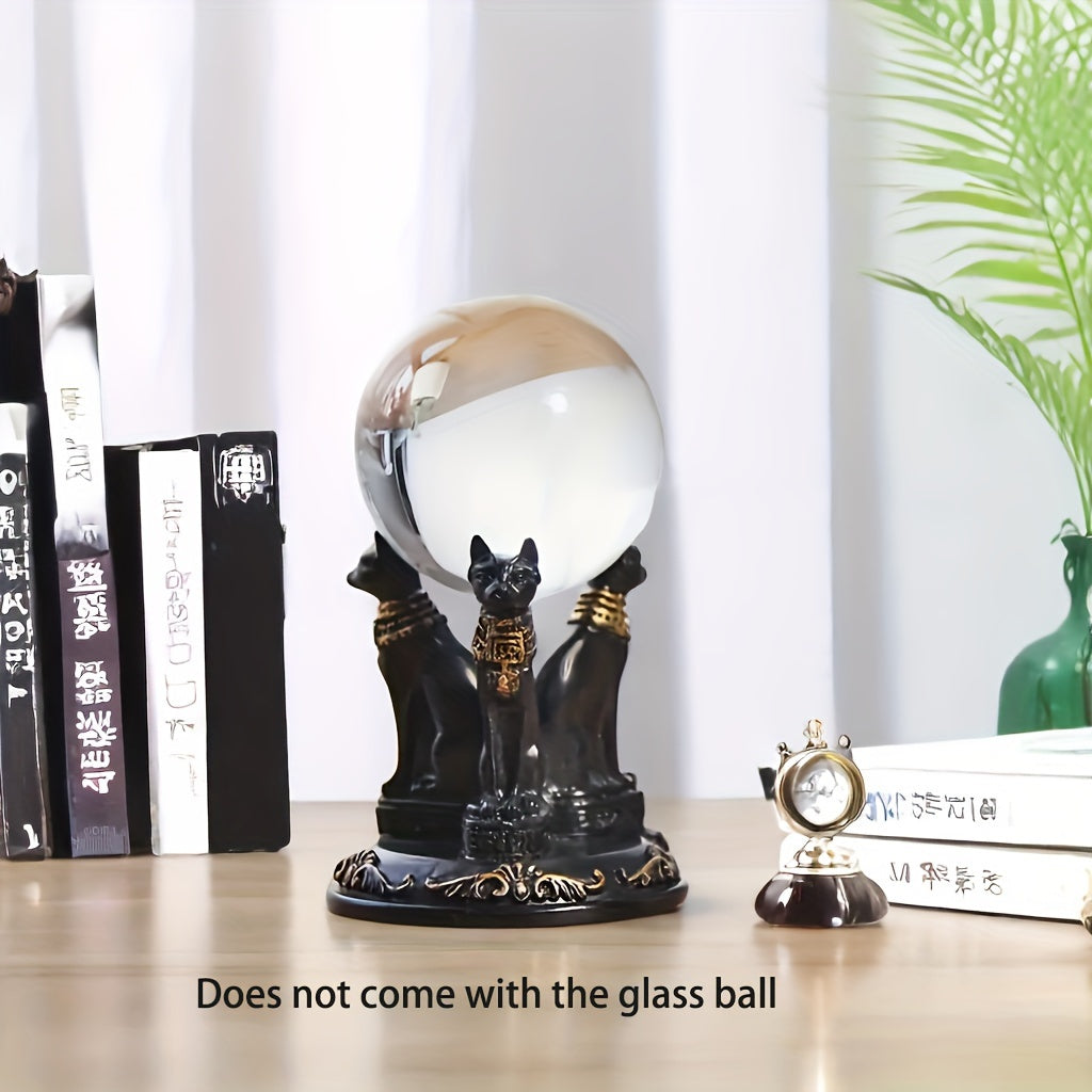 Exquisite Egyptian Goddess Bastet Cat Statue with Crystal Ball Stand - Stunning Collectible Resin Figurine for Living Room Decoration, Indoor Use, No Electricity Required, Unique Home Decor Desk Ornament, Perfect Gift for Cat Lovers and Enthusiasts of Anc