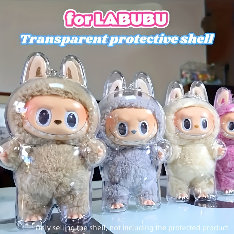 Protective Case, Dustproof Shell, 1 Doll Monster Series Acrylic Transparent Protector, Clear Plastic Dust Bag Pendant Accessory, Storage Box for Collectible Figures (Doll Not Included)