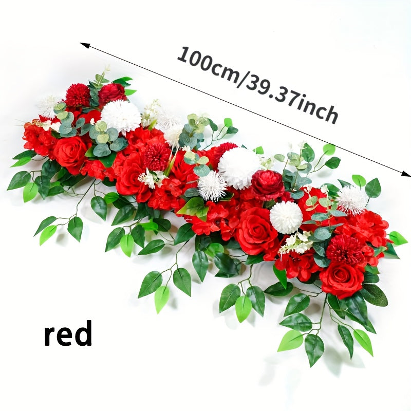[Artificial Flower Garland] Wedding Artificial Peony & Rose Flower Garland Decor - Decor Floral Arrangement for Wedding Arch Background, DIY Wedding Wall Decor Supplies with Plastic Foliage, Party Event Decor