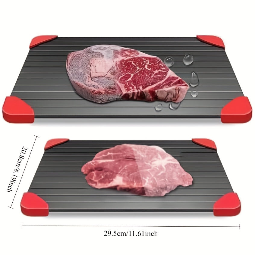 Fast Magic Meat Defrosting Board - Rapid Aluminum Thawing Tray with Silicone Edges, Efficient Frozen Meat Defroster for Kitchen, Perfect for Quick & Easy Meat Defrosting, Meat Thawing Devic