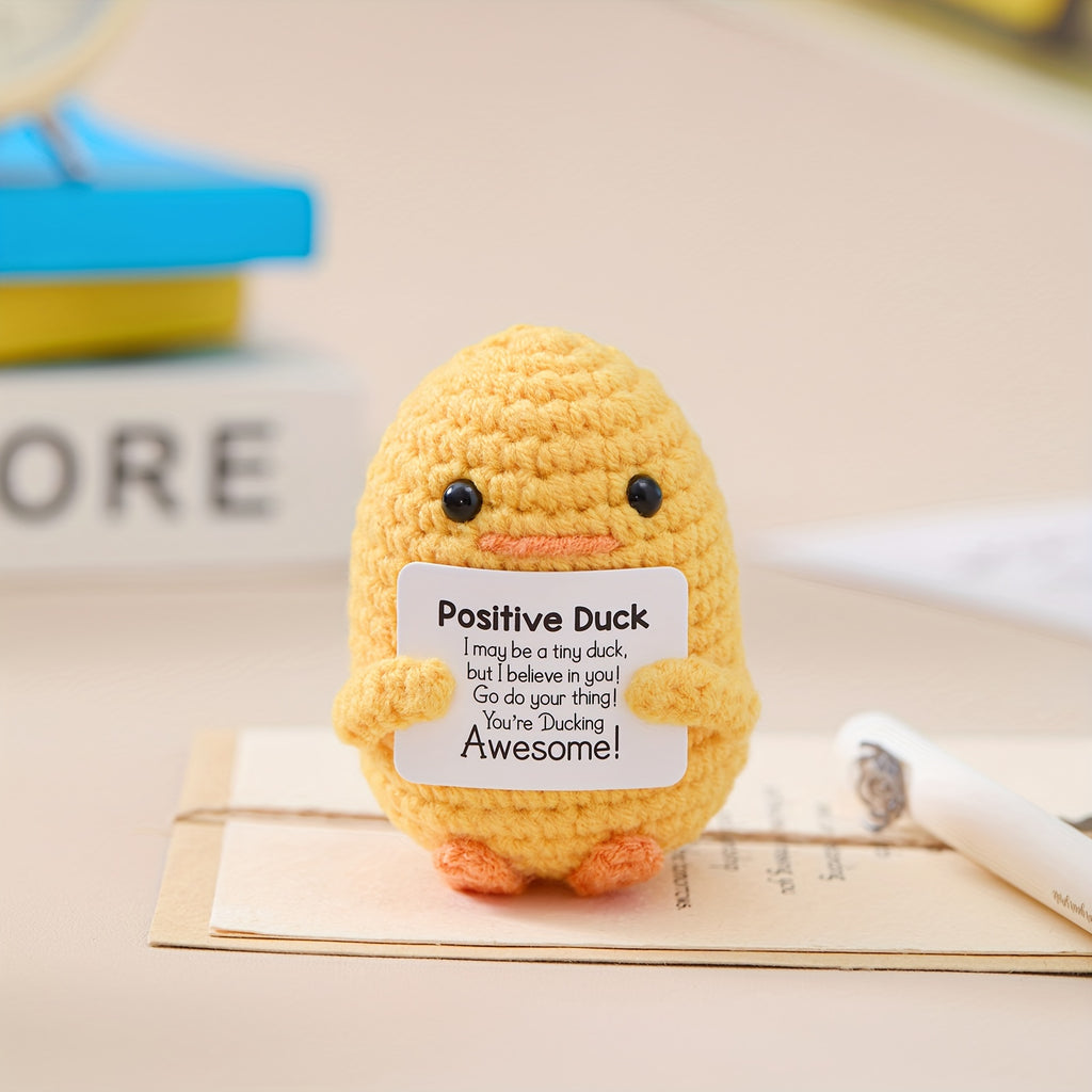 Cute Grey and White Handmade Crochet Positive Penguin - 1pc Emotional Support Penguin with Inspirational Card - Ideal for Birthday, Christmas, Valentine's Day Gifts