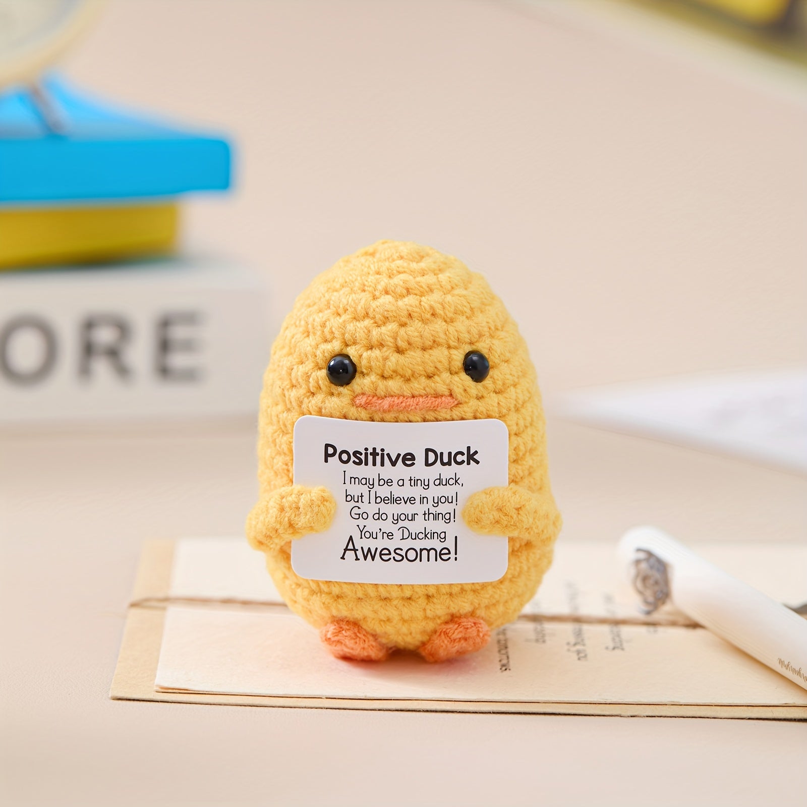 Cute Grey and White Handmade Crochet Positive Penguin - 1pc Emotional Support Penguin with Inspirational Card - Ideal for Birthday, Christmas, Valentine's Day Gifts