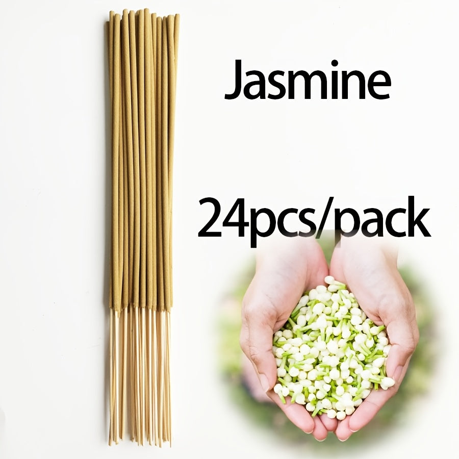 11 Styles of Clean, Low-Powder 22cm Flower and Wooden Handmade Bamboo Sticks Incense, Optional with Jasmine Mint White Sage Rose Lavender Sandalwood Lemongrass Dragon Blood Flower Frankincense Cherry Blossom Vanilla Mixed Scents, Suitable for Home Hotel O