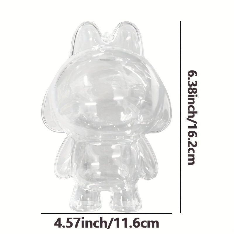Crying Youngsters Vinyl Protective Case - Transparent, High-Quality PC Material, Dustproof with Pink Rabbit Ears and Glasses, Collectible Figure Box | Decorative Box | High-Quality Acrylic