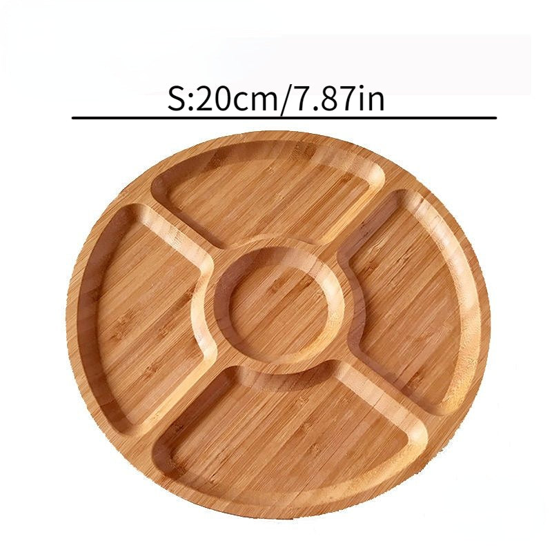 1pc Wooden Five Grids Cheese Board, Multifunctional Fruit Tray, Reusable Plate for Appetizer, Dessert, Candy, and Kitchen Decoration