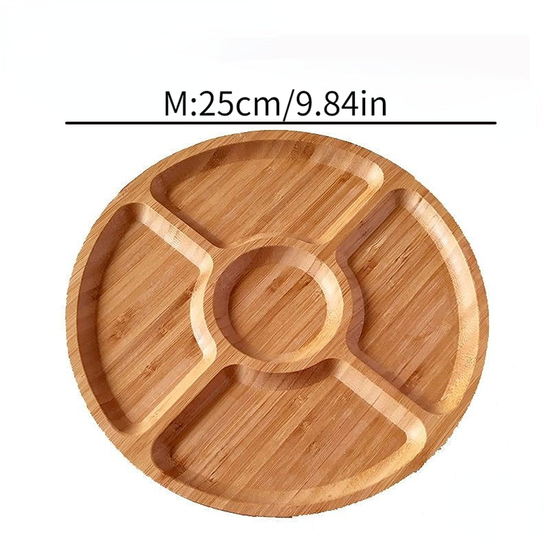 1pc Wooden Five Grids Cheese Board, Multifunctional Fruit Tray, Reusable Plate for Appetizer, Dessert, Candy, and Kitchen Decoration