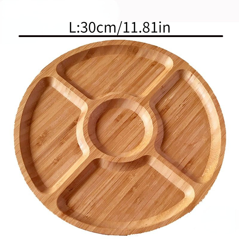 1pc Wooden Five Grids Cheese Board, Multifunctional Fruit Tray, Reusable Plate for Appetizer, Dessert, Candy, and Kitchen Decoration