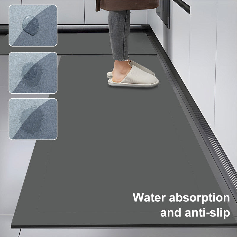 [1pc Non-Slip Kitchen Mat] 1pc Super Non-Slip Diatom Mud Kitchen Mat | 3mm Thick, 2.0kg/m², Natural Rubber Base, Scratch-Resistant, Easy to Clean & Wipe | Comfortable Standing Mat for Kitchens, Bathrooms, Entryways - Black, Multiple Sizes Available