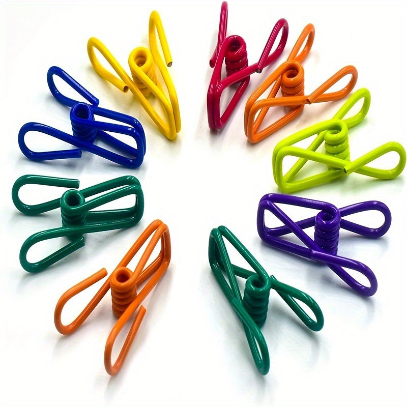 10pcs Durable Multi-Purpose PVC-Coated Steel Clips for Sealing Food Bags, Chips & More - Easy to Clean Kitchen & Dining Accessories (Assorted Colors)