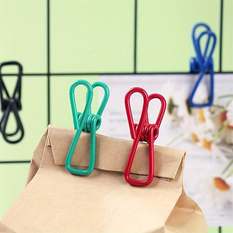 10pcs Durable Multi-Purpose PVC-Coated Steel Clips for Sealing Food Bags, Chips & More - Easy to Clean Kitchen & Dining Accessories (Assorted Colors)
