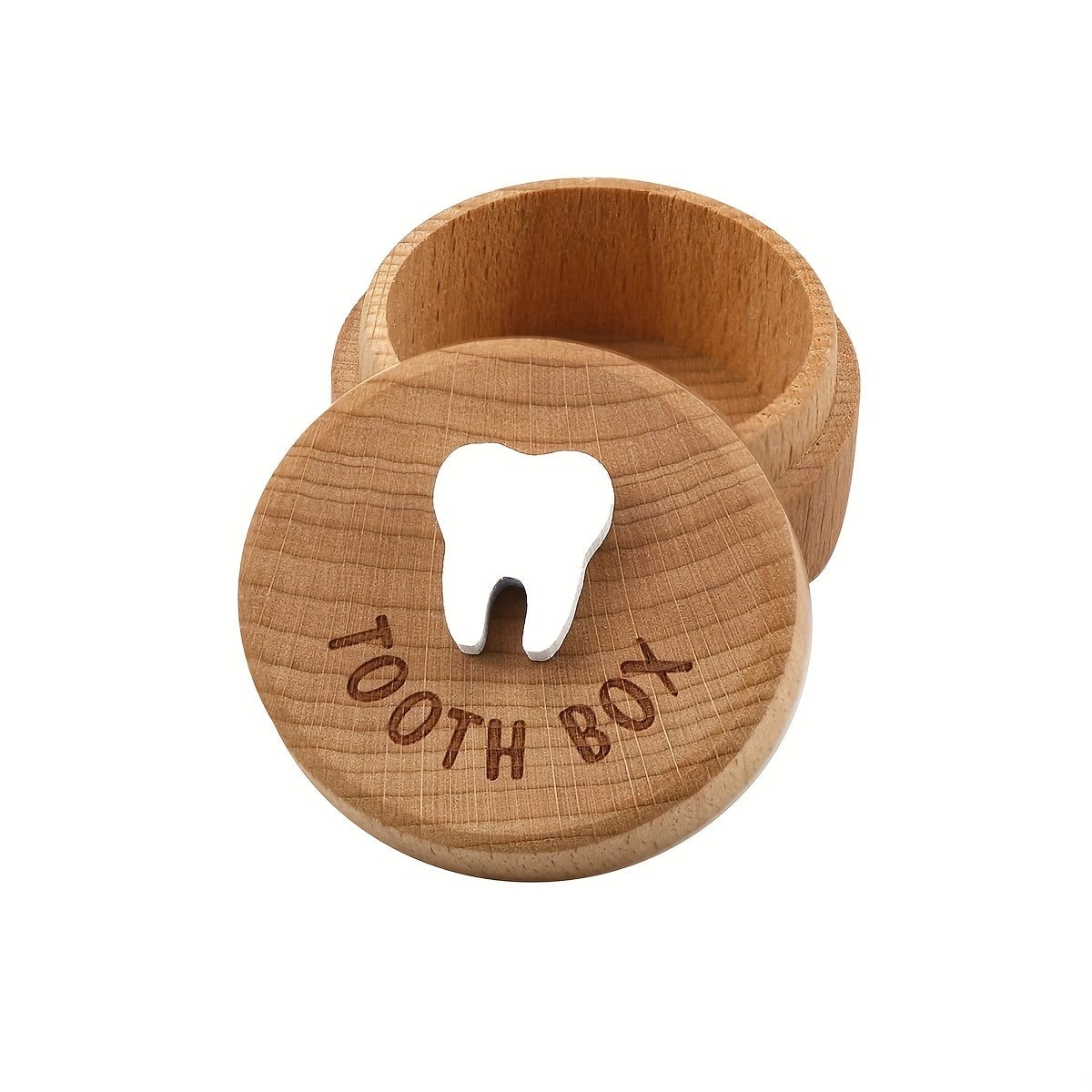 1pc Tooth Fairy Box, Cute Carved Wooden Box with 3D Tooth, Stores Lost Teeth, Souvenir Dropped Tooth Keepsake Storage Box Gift