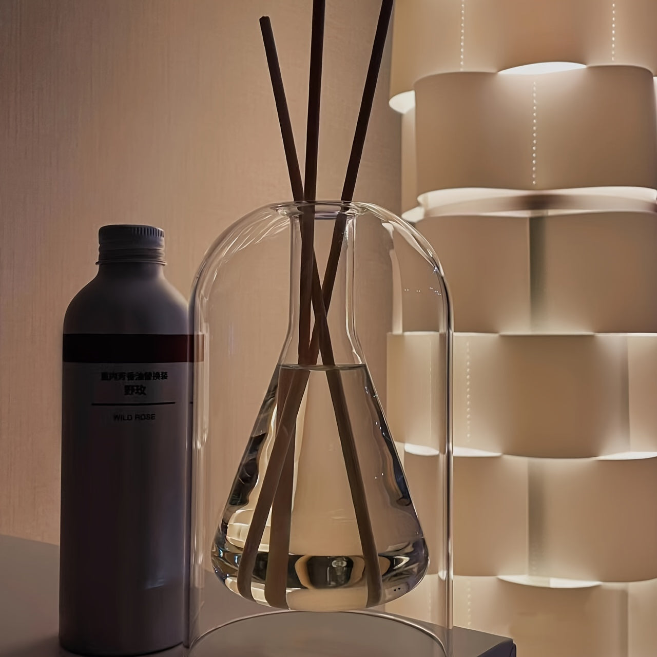 1pc Elegant Glass Diffuser Bottle - Geometric Design, Transparent, No-Flame Required, Ideal for Home Freshness & Longevity, Rattan Reed Diffuser (Stick Not Included), Diffuser for Home