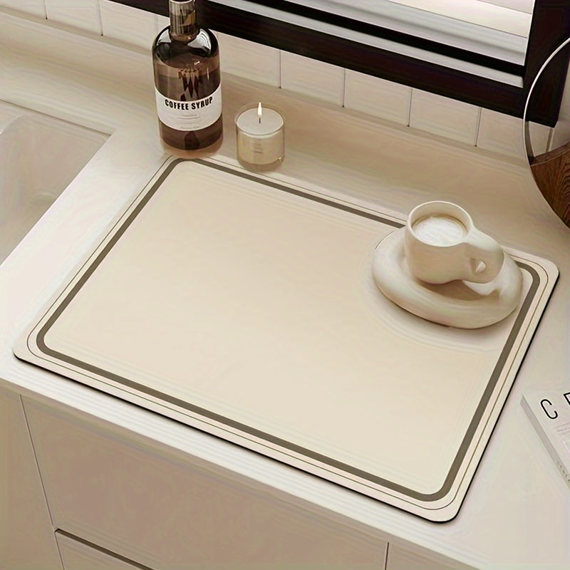 1pc Geometric Soft Diatomal Technology Cloth Drying Mat - Super Absorbent, Anti-Slip, Wear-Resistant, and Easy to Clean - Perfect for Coffee Machine, Patio Table, and Kitchen Countertop Decoration, Household Supplies