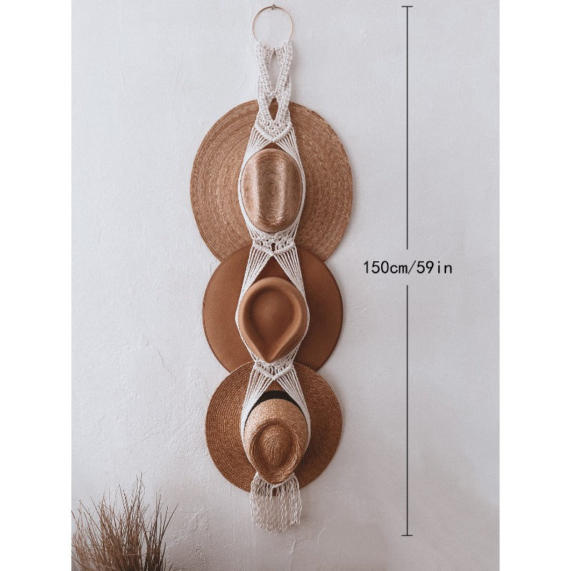 1pc Boho Tassel Hanging Woven Hat Rack