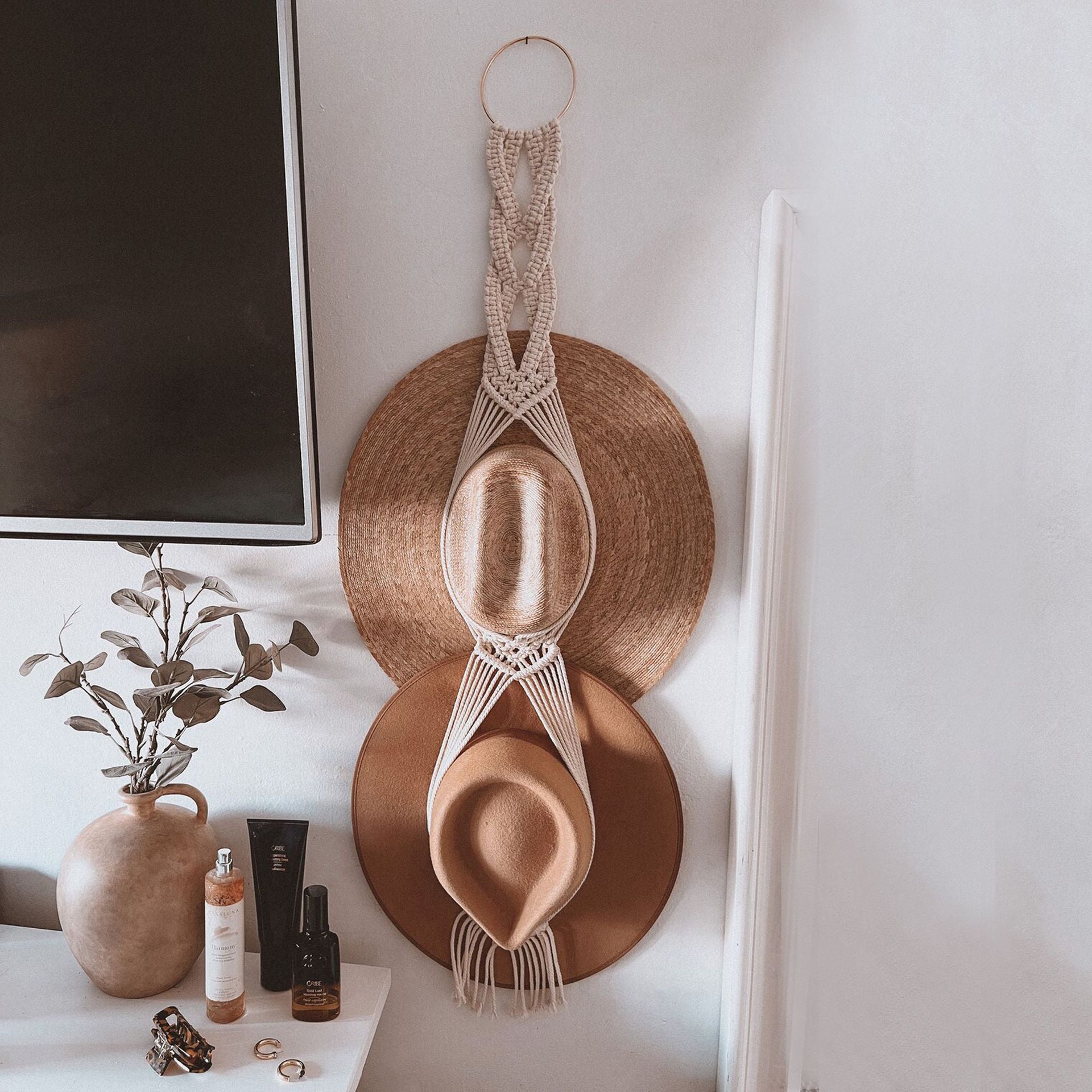 1pc Boho Tassel Hanging Woven Hat Rack