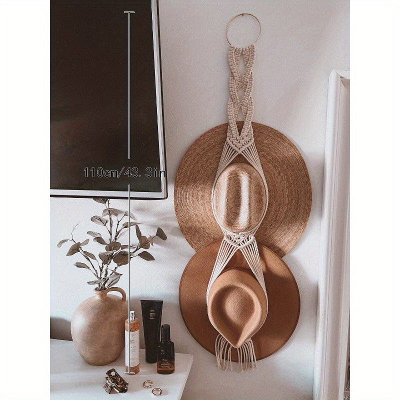 1pc Boho Tassel Hanging Woven Hat Rack