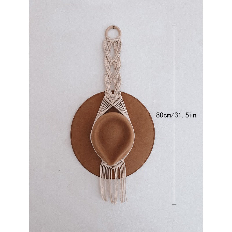 1pc Boho Tassel Hanging Woven Hat Rack
