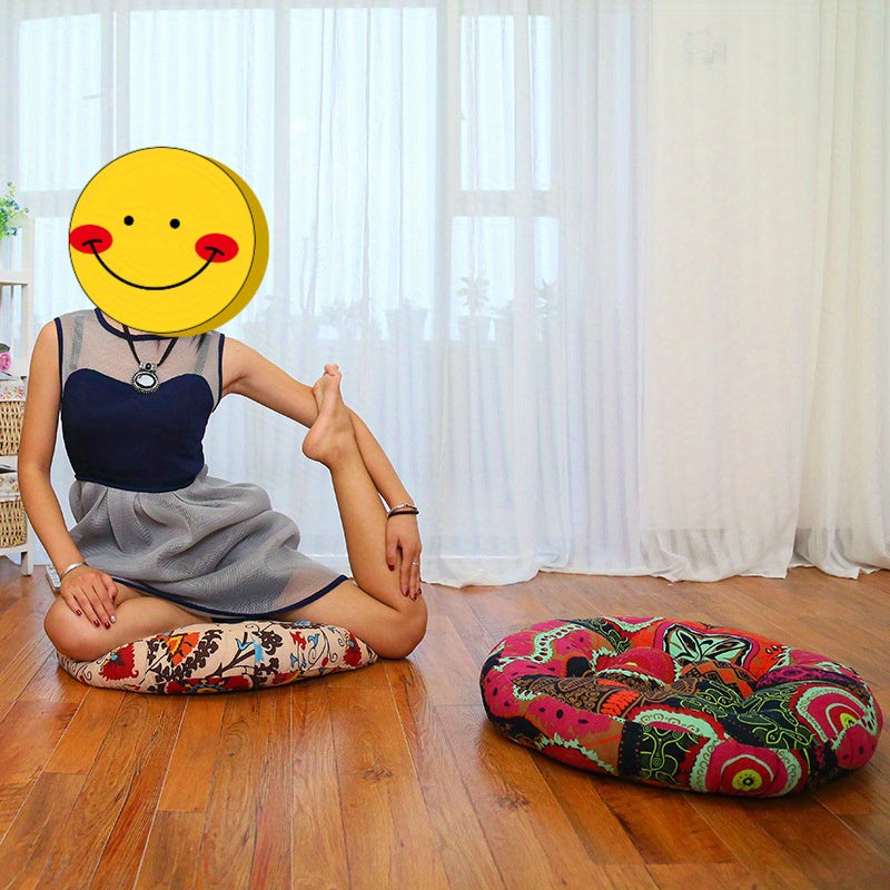 Thick Round Cushion, Futon, Window Cushion, Tatami Pad, Ethnic Fabric Mat, Yoga Mat