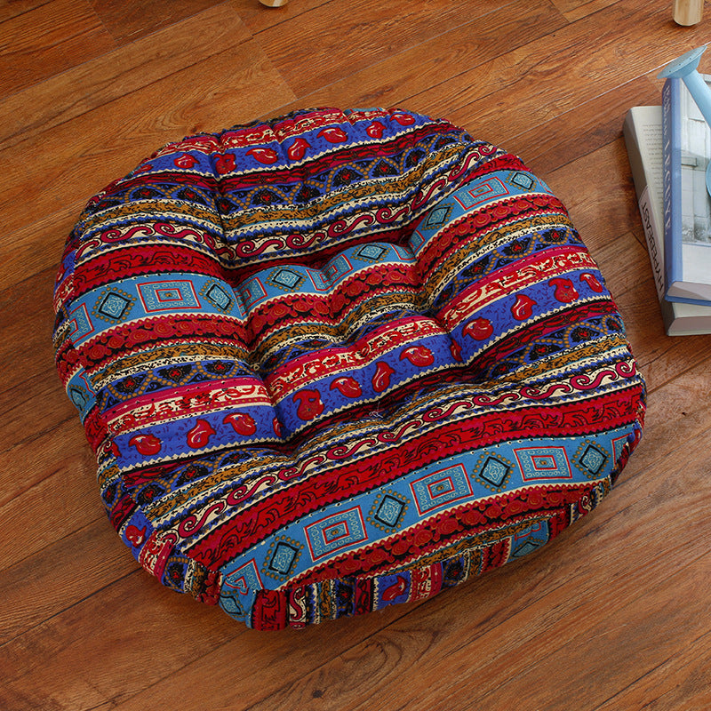 1pc Bohemian Floral Round Cushion