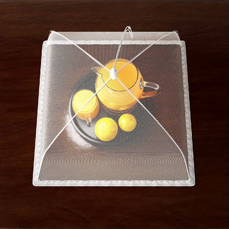 3pcs White Foldable Large Food Cover, Picnic Net Dust-proof Cover, Kitchen Gadget For Restaurants Food Trucks
