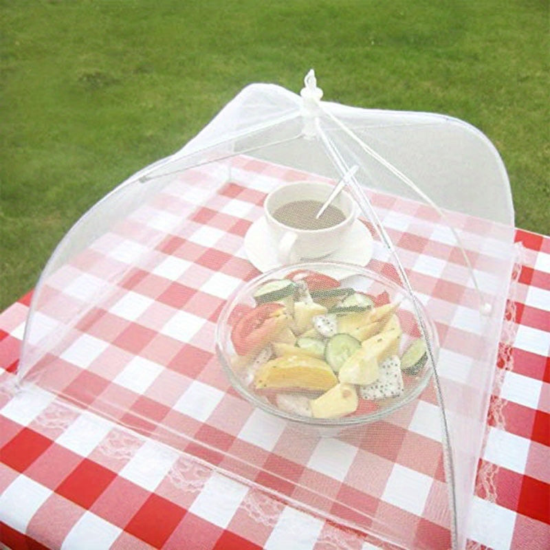 3pcs White Foldable Large Food Cover, Picnic Net Dust-proof Cover, Kitchen Gadget For Restaurants Food Trucks