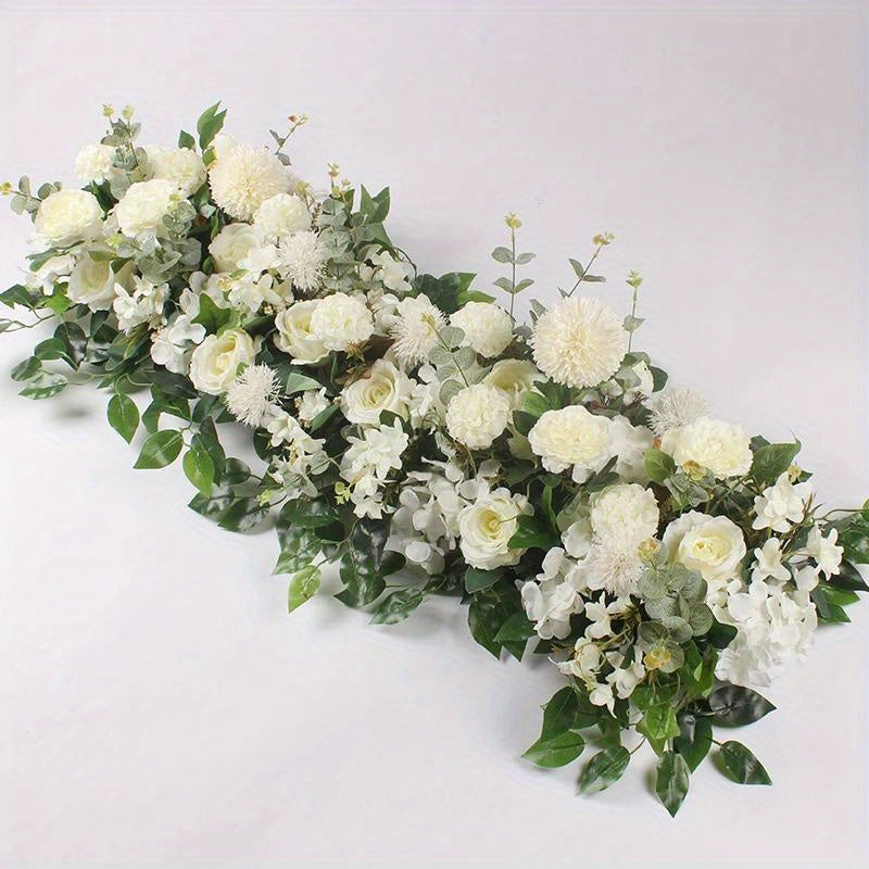 [Artificial Flower Garland] Wedding Artificial Peony & Rose Flower Garland Decor - Decor Floral Arrangement for Wedding Arch Background, DIY Wedding Wall Decor Supplies with Plastic Foliage, Party Event Decor
