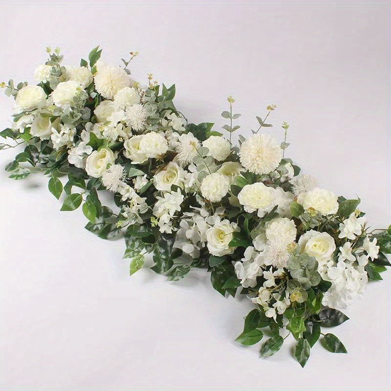 [Artificial Flower Garland] Wedding Artificial Peony & Rose Flower Garland Decor - Decor Floral Arrangement for Wedding Arch Background, DIY Wedding Wall Decor Supplies with Plastic Foliage, Party Event Decor
