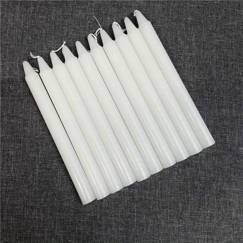 10 Fragranceless Straight Candles - Household Lighting Candles, Smokeless Romantic Wedding Long Pole Candles, High-End Wax Candles for Dining Tables, Restaurants, Gatherings, Easter, Day, and Valentine's Day