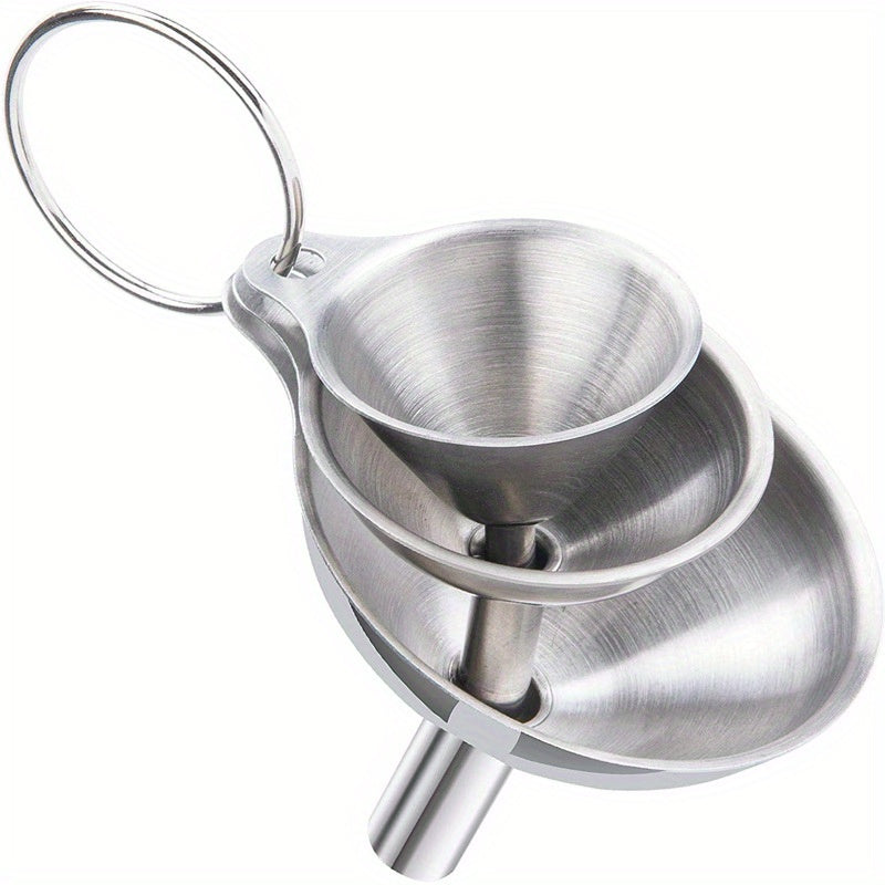 3/4/5pcs Stainless Steel Funnels Set Portable Funnel Mini Hopper Food Grade Metal Funnels for Filling Bottles Small Funnels for Essential Oil Spices Bottles Filler Mouth Funnel Mini Beer Liquid Oil Stainless Steel Funnel Kitchen Gadget Funnel Set