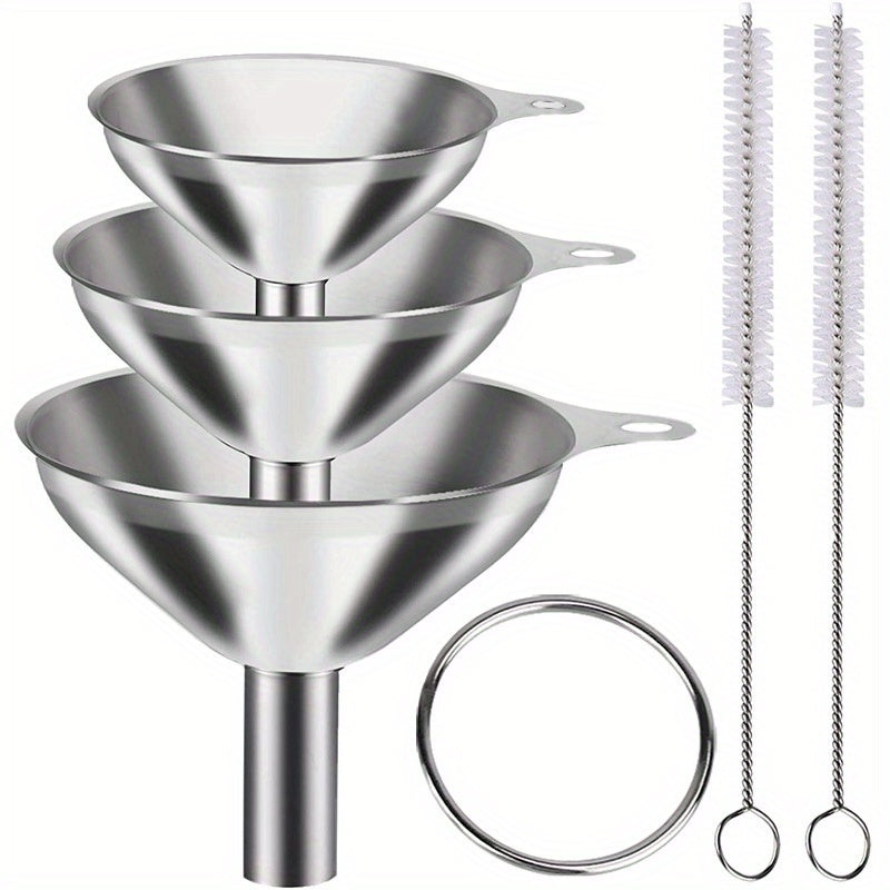 3/4/5pcs Stainless Steel Funnels Set Portable Funnel Mini Hopper Food Grade Metal Funnels for Filling Bottles Small Funnels for Essential Oil Spices Bottles Filler Mouth Funnel Mini Beer Liquid Oil Stainless Steel Funnel Kitchen Gadget Funnel Set
