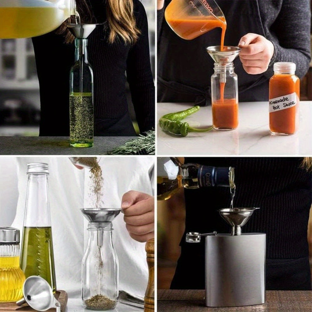 3/4/5pcs Stainless Steel Funnels Set Portable Funnel Mini Hopper Food Grade Metal Funnels for Filling Bottles Small Funnels for Essential Oil Spices Bottles Filler Mouth Funnel Mini Beer Liquid Oil Stainless Steel Funnel Kitchen Gadget Funnel Set