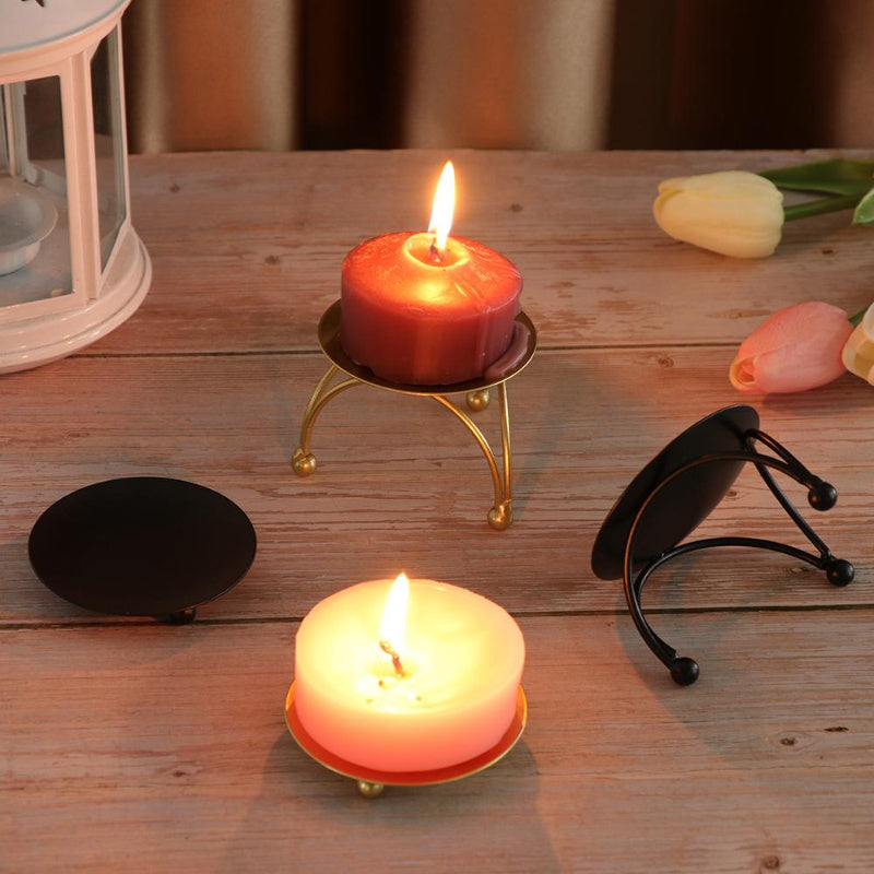 Vintage Black And Golden Candlestick : Wrought Iron Craft, Suitable for Wedding, Holiday, And Party Decorations - Metal Material, Desk Top Installation