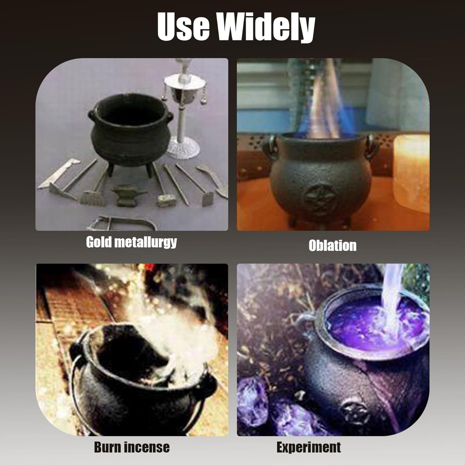 Cast Iron Cauldron With Lid And Carry Handle For Spells, Halloween Decoration Or Incense Burning, Classic Useful Practical Supplies Witchcraft Cast