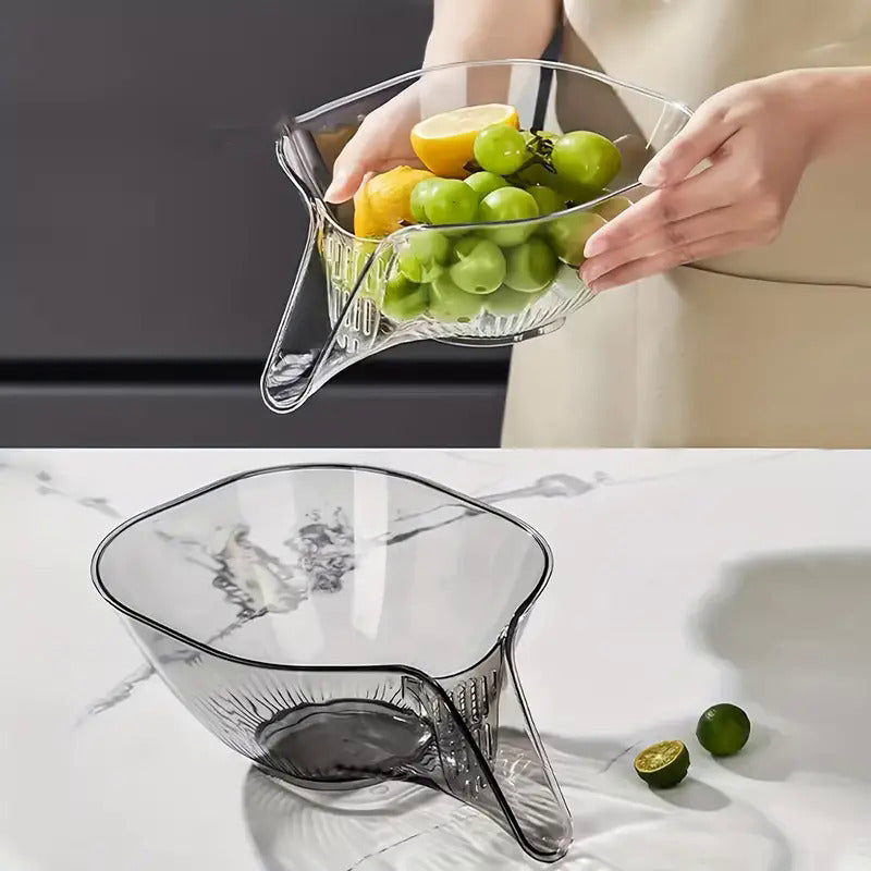 High-Quality, Versatile Kitchen Drain Basket - Multifunctional Plastic Strainer with Funnel for Vegetables, Pasta, Fruit & Salad - Perfect for BBQs & Outdoor Cooking