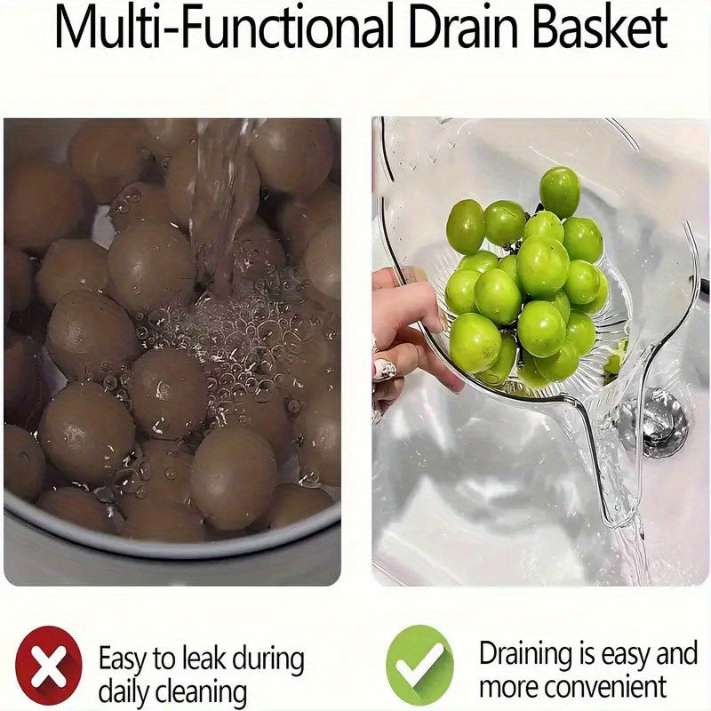High-Quality, Versatile Kitchen Drain Basket - Multifunctional Plastic Strainer with Funnel for Vegetables, Pasta, Fruit & Salad - Perfect for BBQs & Outdoor Cooking