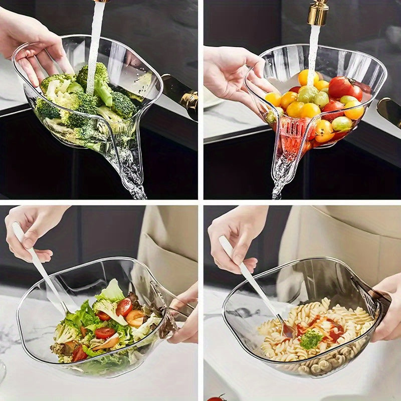 High-Quality, Versatile Kitchen Drain Basket - Multifunctional Plastic Strainer with Funnel for Vegetables, Pasta, Fruit & Salad - Perfect for BBQs & Outdoor Cooking