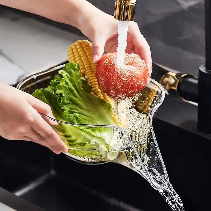 High-Quality, Versatile Kitchen Drain Basket - Multifunctional Plastic Strainer with Funnel for Vegetables, Pasta, Fruit & Salad - Perfect for BBQs & Outdoor Cooking