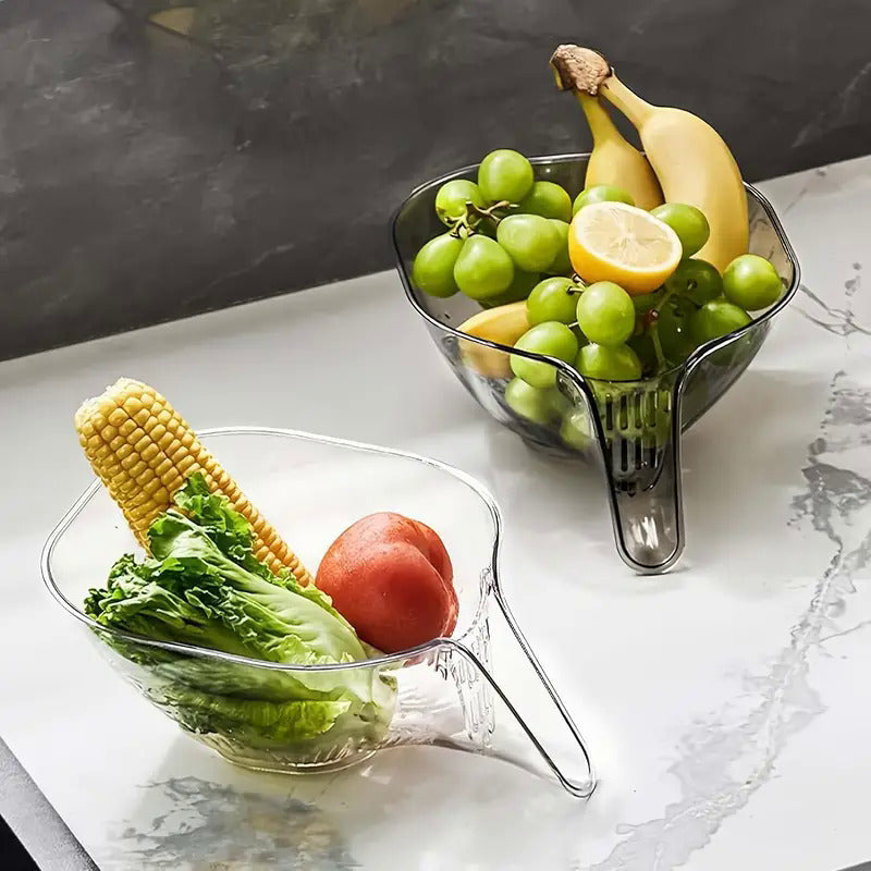 High-Quality, Versatile Kitchen Drain Basket - Multifunctional Plastic Strainer with Funnel for Vegetables, Pasta, Fruit & Salad - Perfect for BBQs & Outdoor Cooking