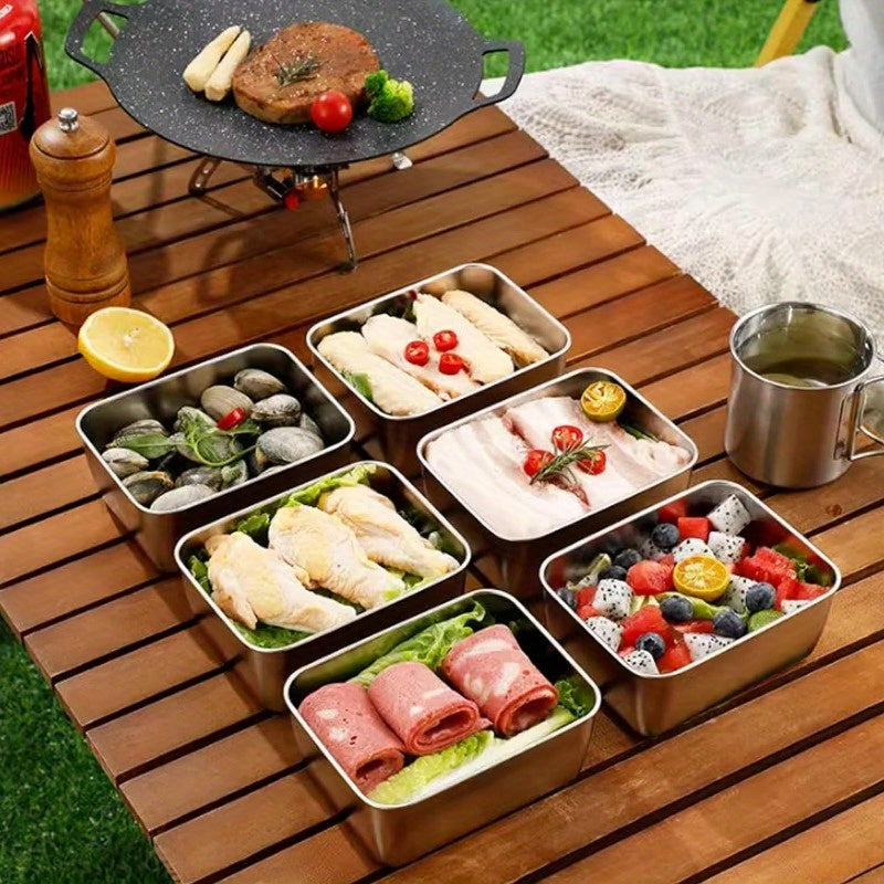5pcs Stainless Steel Food Storage Containers Set with Lids - Leak-Proof, Reusable Rectangular Meal Prep Boxes for Kitchen Organization