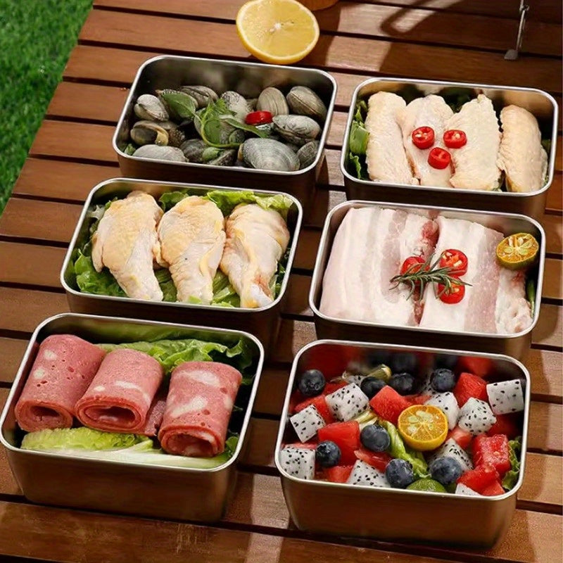 5pcs Stainless Steel Food Storage Containers Set with Lids - Leak-Proof, Reusable Rectangular Meal Prep Boxes for Kitchen Organization