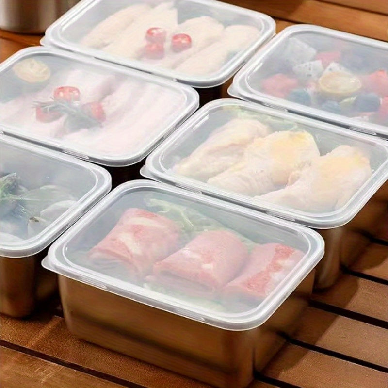 5pcs Stainless Steel Food Storage Containers Set with Lids - Leak-Proof, Reusable Rectangular Meal Prep Boxes for Kitchen Organization