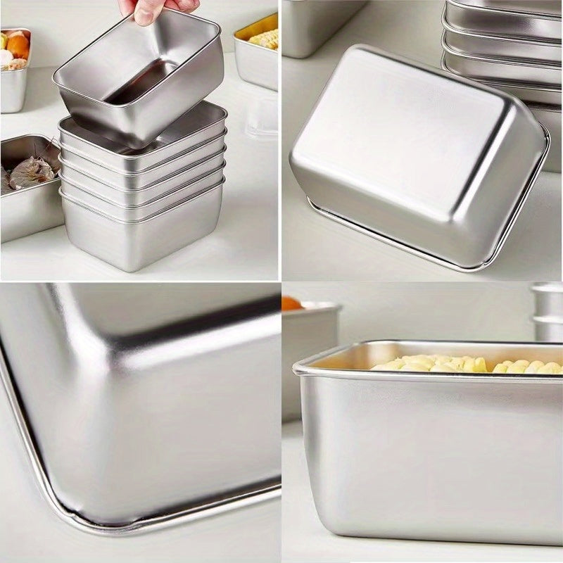 5pcs Stainless Steel Food Storage Containers Set with Lids - Leak-Proof, Reusable Rectangular Meal Prep Boxes for Kitchen Organization