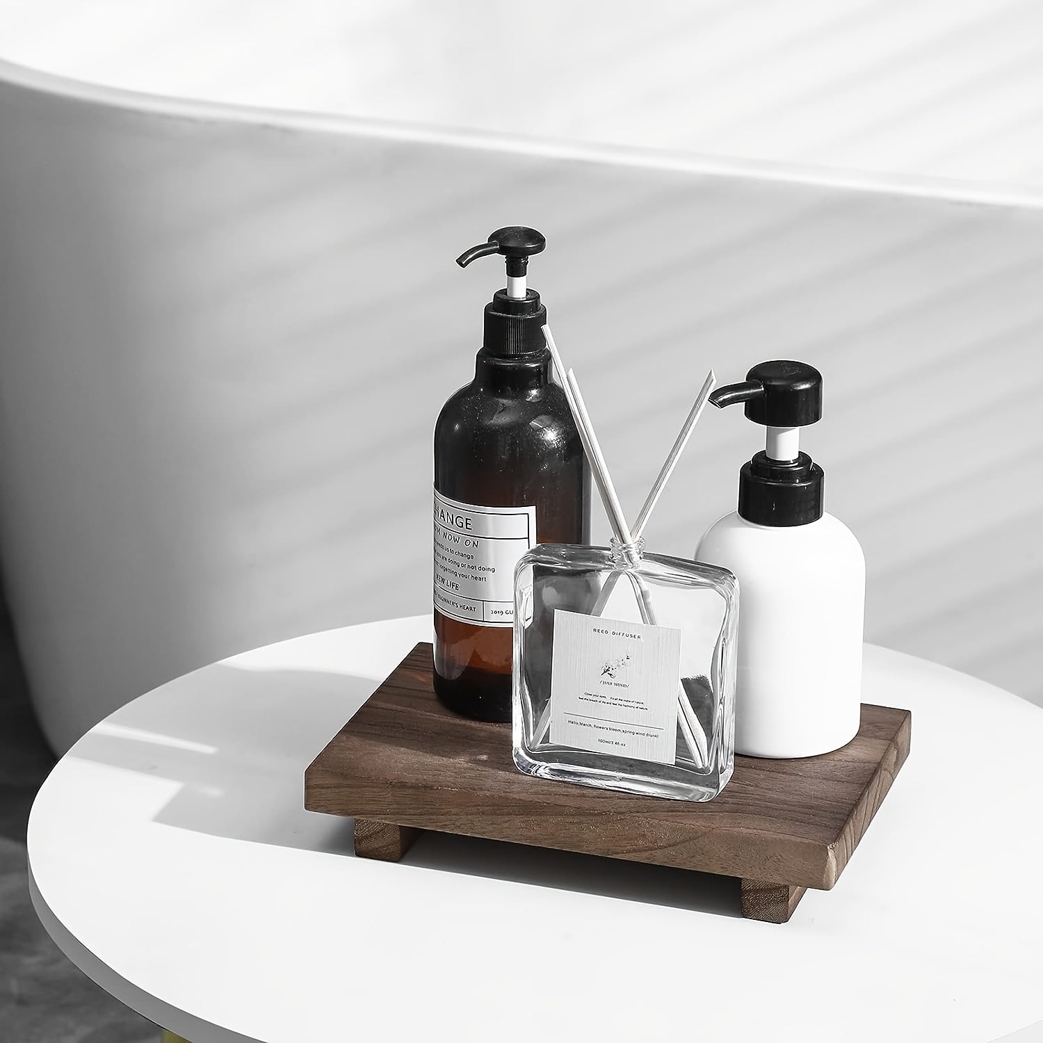 Vintage Wooden Decorative Tray - Small Space-Saving Organizer for Bathroom, Kitchen & Cosmetics Storage - Multi-Purpose Holder for Soap, Lotion Bottles, Plants, Nuts - Ideal for Christmas, Thanksgiving, Home & Party Decor - Available in Pink, Black, White