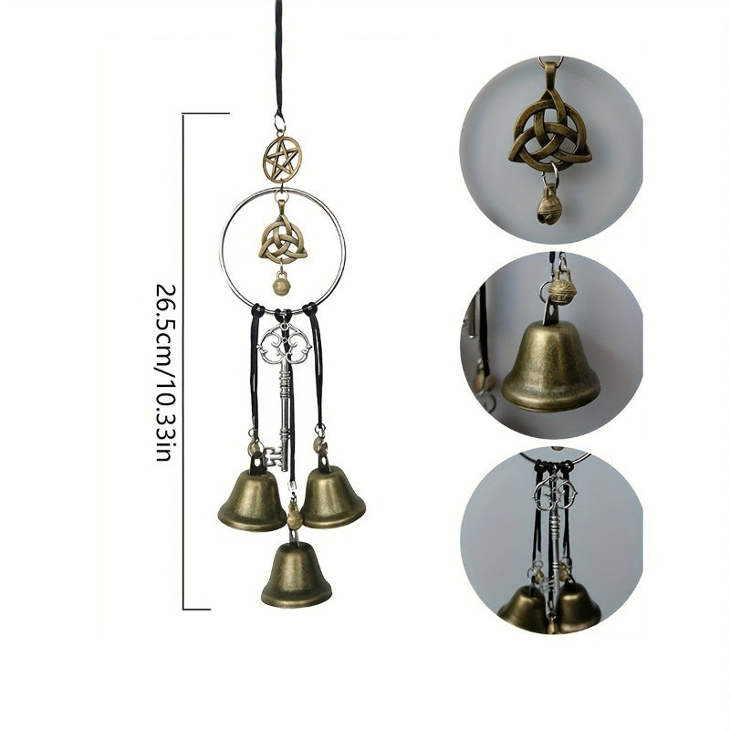 1PC Wiccan Wind Chimes for Protection - Iron Witch Bells Handcrafted for Door Handle & Home Decor - No Battery, Electricity-Free with Durable Metal Construction