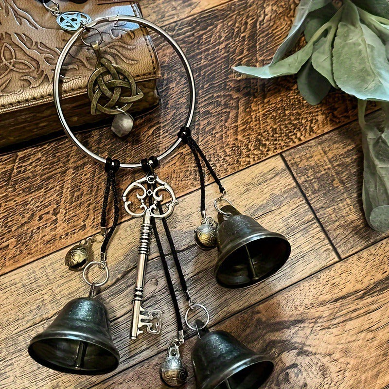 1PC Wiccan Wind Chimes for Protection - Iron Witch Bells Handcrafted for Door Handle & Home Decor - No Battery, Electricity-Free with Durable Metal Construction