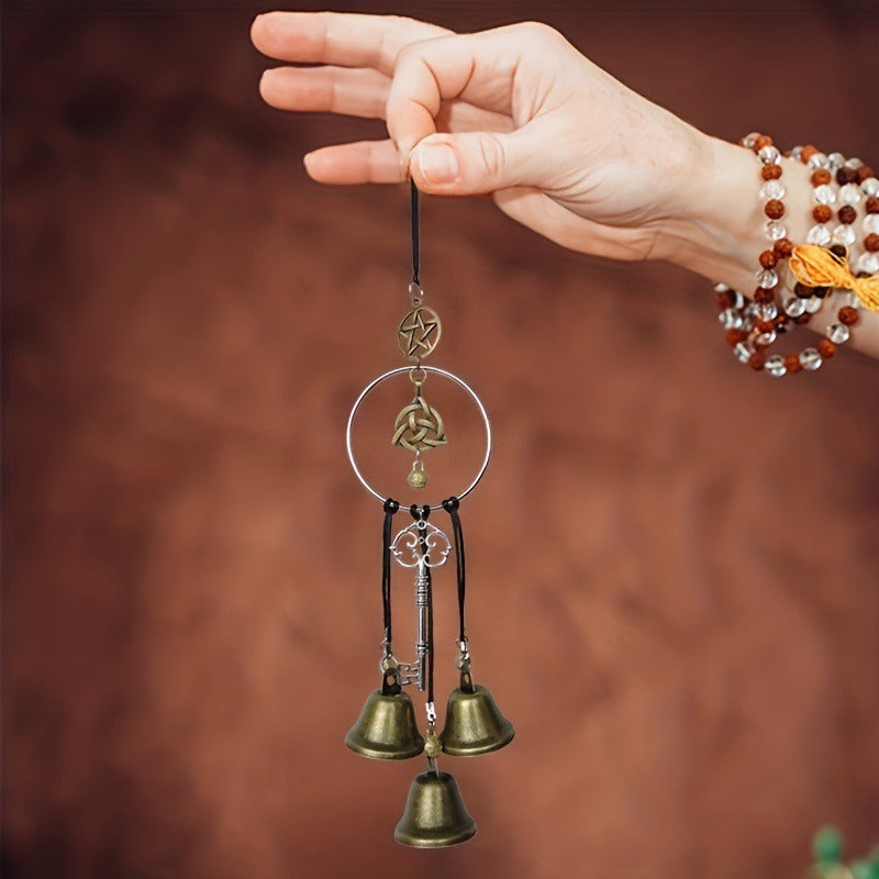 1PC Wiccan Wind Chimes for Protection - Iron Witch Bells Handcrafted for Door Handle & Home Decor - No Battery, Electricity-Free with Durable Metal Construction