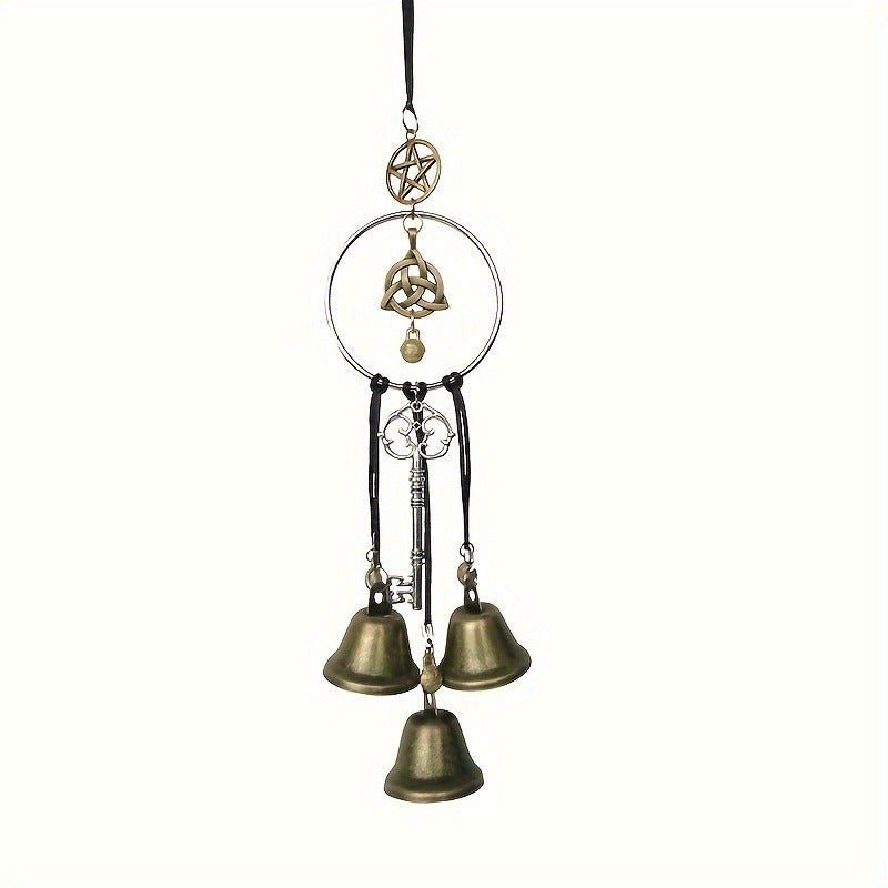 1PC Wiccan Wind Chimes for Protection - Iron Witch Bells Handcrafted for Door Handle & Home Decor - No Battery, Electricity-Free with Durable Metal Construction