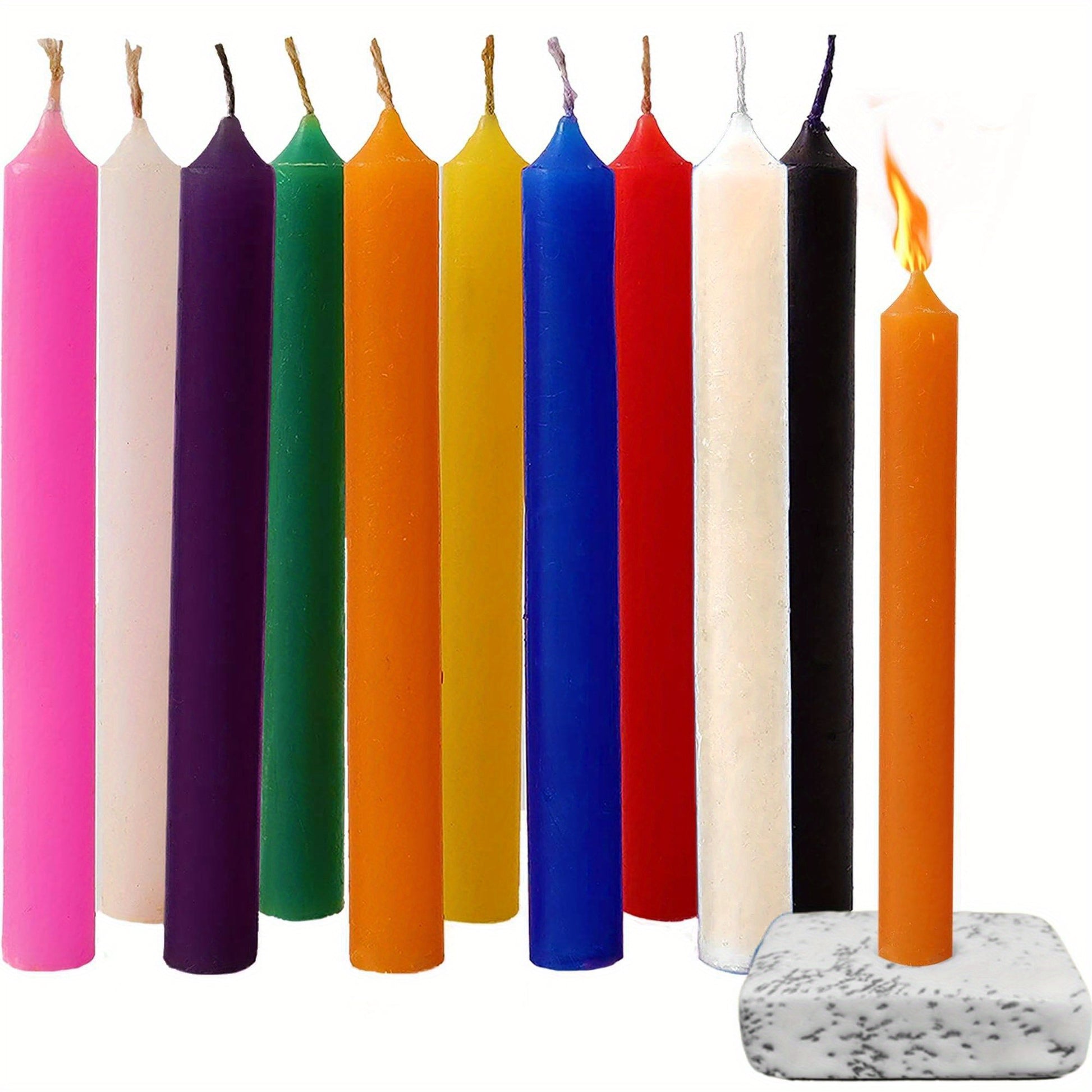 [4 Inch Unscented Spell Candles] Chime Candles Spell Candle Unscented Assorted Colored Candles Mini Taper 4 Inch Tall x 1/2 Inch Diameter, Good for Witch Crafts Supplies with Candle Holder