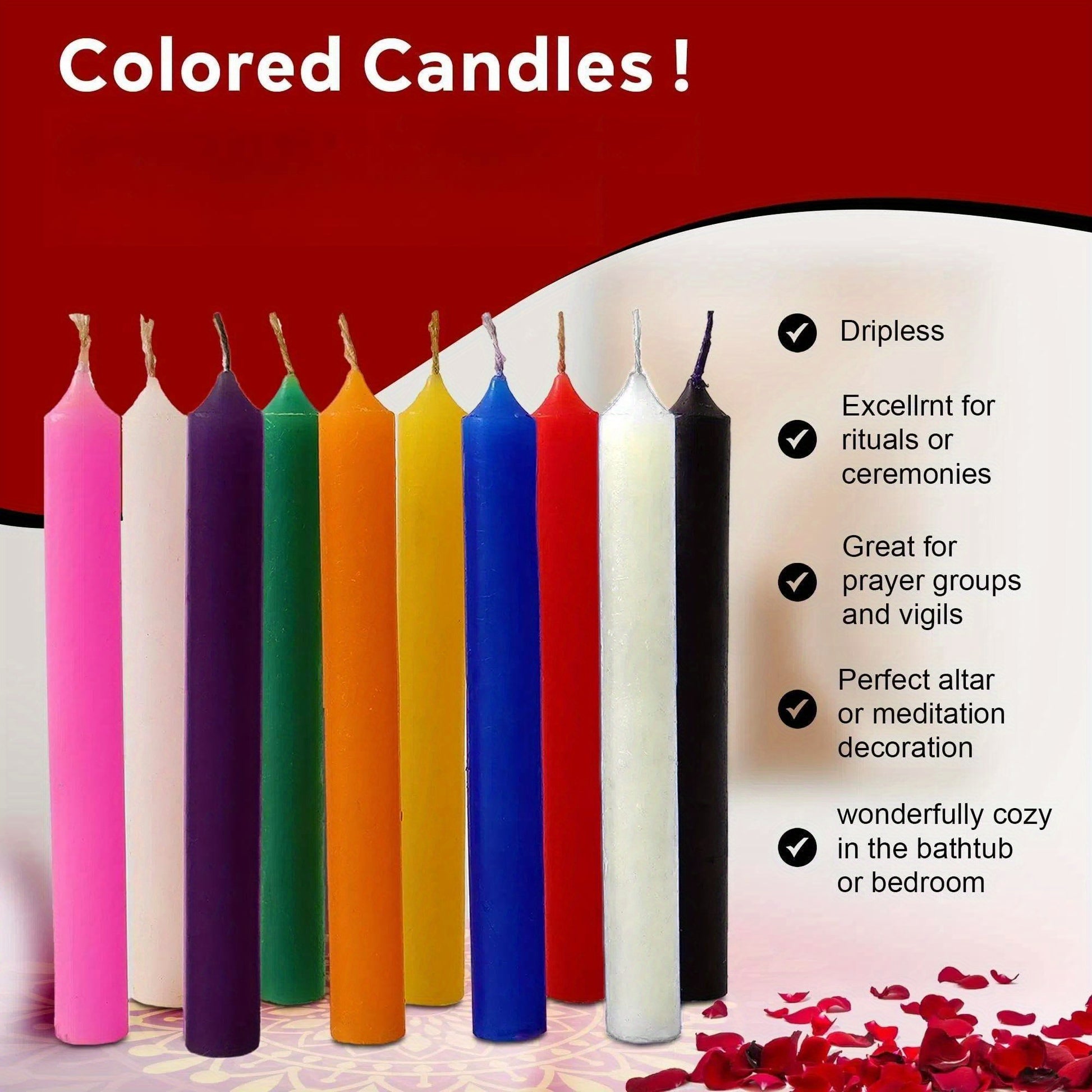 [4 Inch Unscented Spell Candles] Chime Candles Spell Candle Unscented Assorted Colored Candles Mini Taper 4 Inch Tall x 1/2 Inch Diameter, Good for Witch Crafts Supplies with Candle Holder