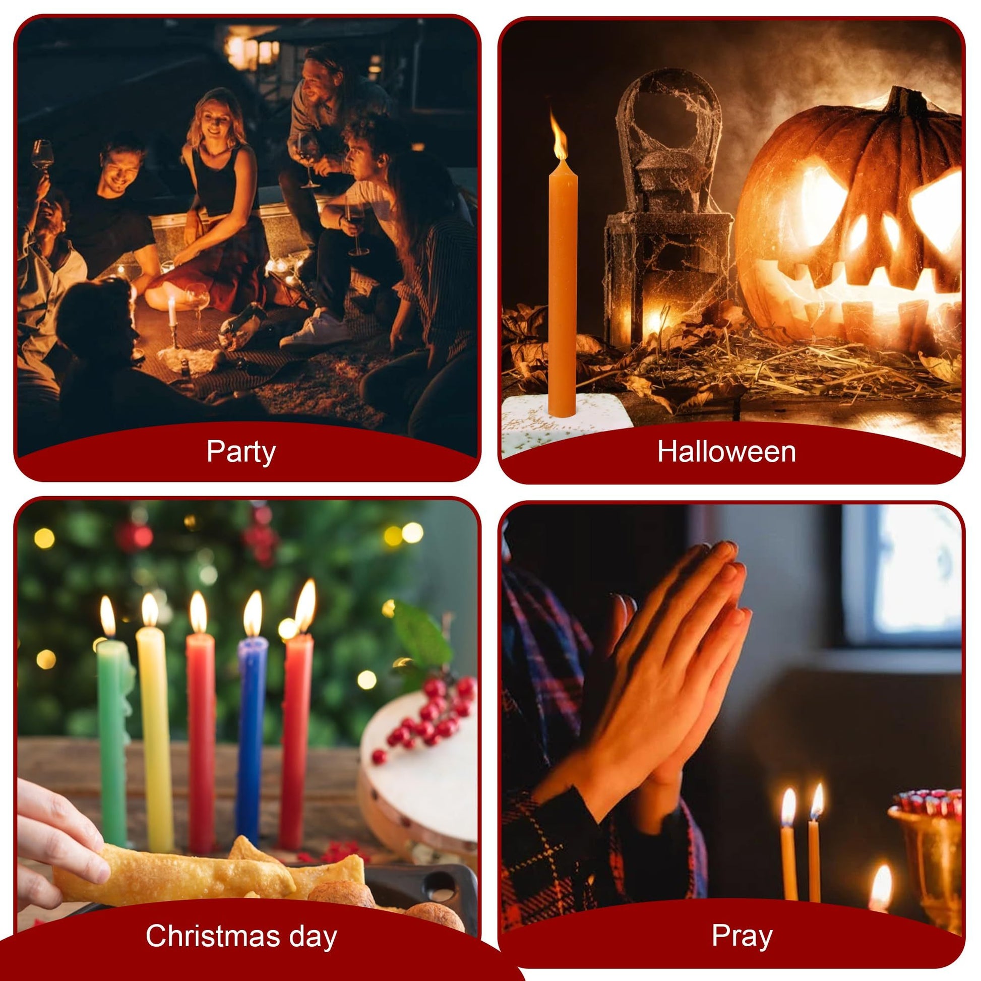 [4 Inch Unscented Spell Candles] Chime Candles Spell Candle Unscented Assorted Colored Candles Mini Taper 4 Inch Tall x 1/2 Inch Diameter, Good for Witch Crafts Supplies with Candle Holder